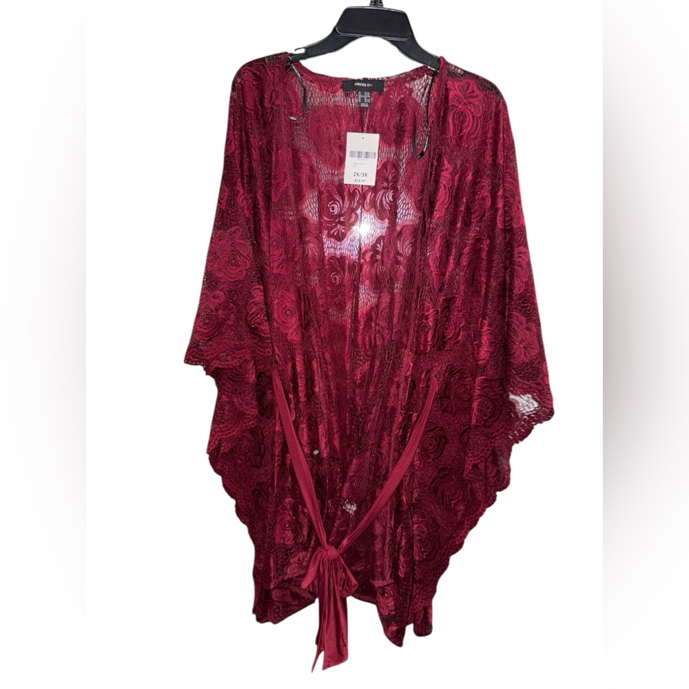 NWT Forever 21 Red Lace Robe 2X/3X